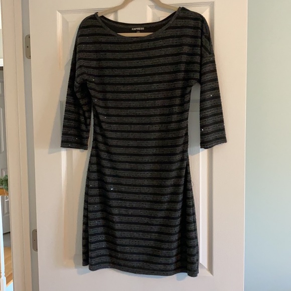 Express grey and black sequin dress-size M - Picture 3 of 5